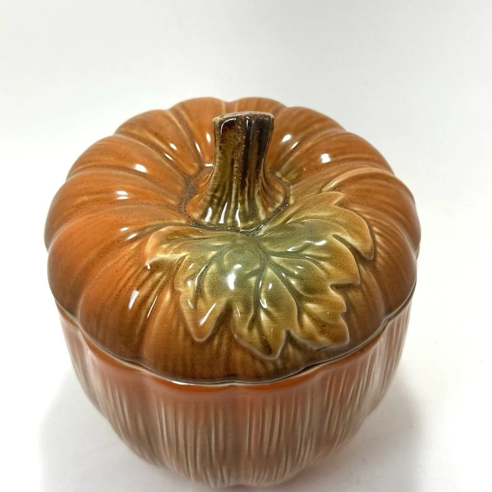Ceramic Pumpkin Jar‎ w/ Lid & Seal | 6.5